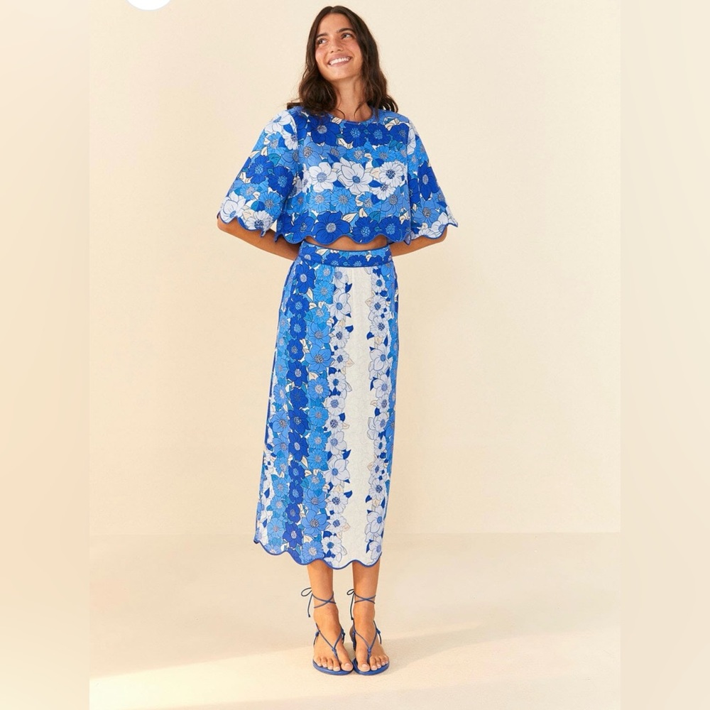 (SET) FARM Rio Blue Flower Stripes Set